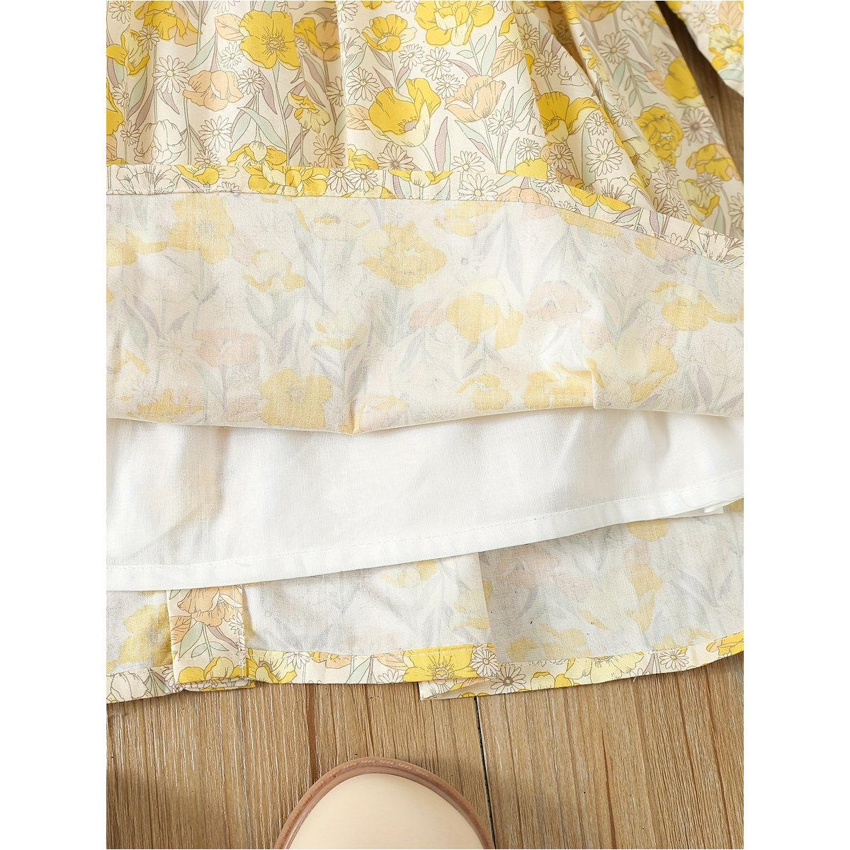 Styli Girls Yellow Cotton Floral Peter Pan Collar Dress-girls-clothing-dressesandjumpsuits-image-8