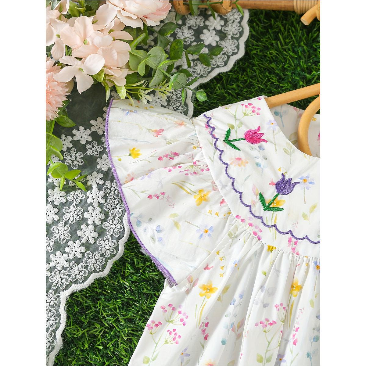 فستان بياقة دائرية وتفاصيل مُطرزة-girls-clothing-dressesandjumpsuits-image-4