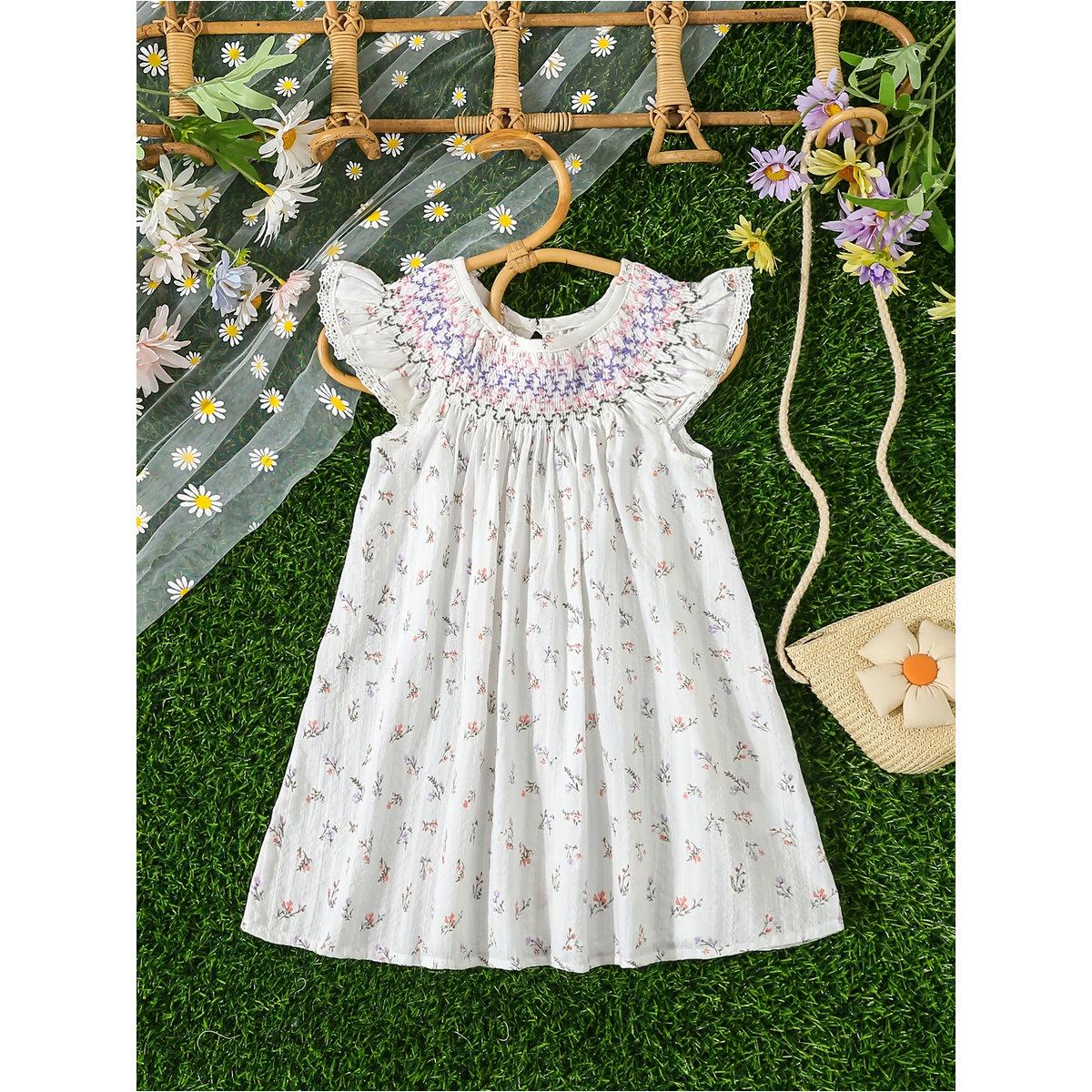 Styli Girls White Floral Smocked Dress-girls-clothing-dressesandjumpsuits-image-1