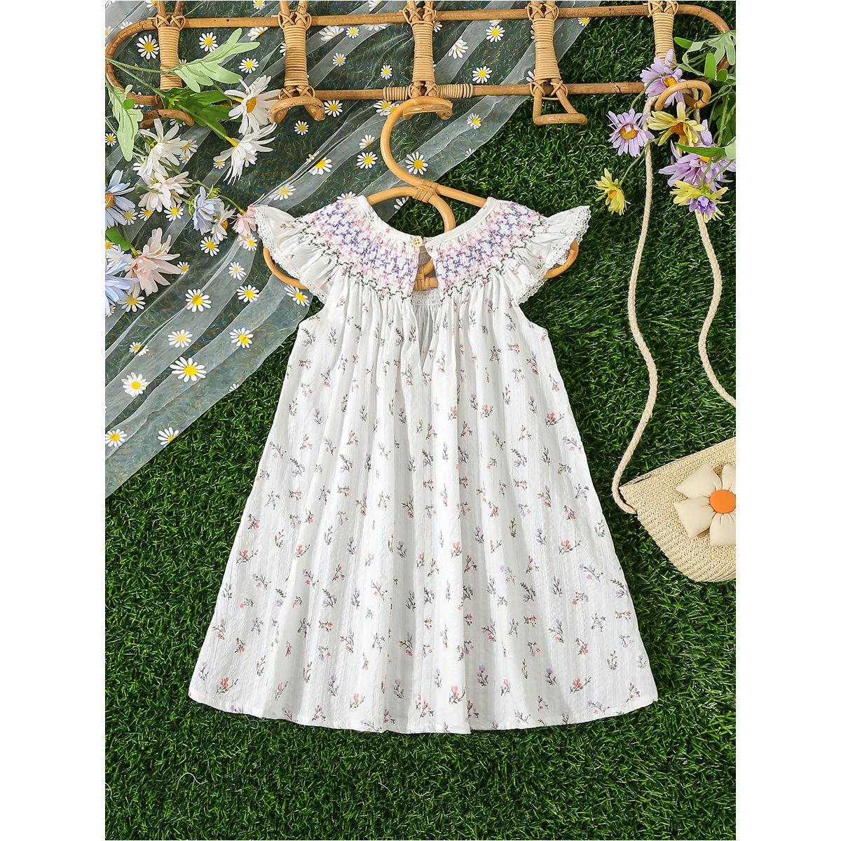 Styli Girls White Floral Smocked Dress-girls-clothing-dressesandjumpsuits-image-2