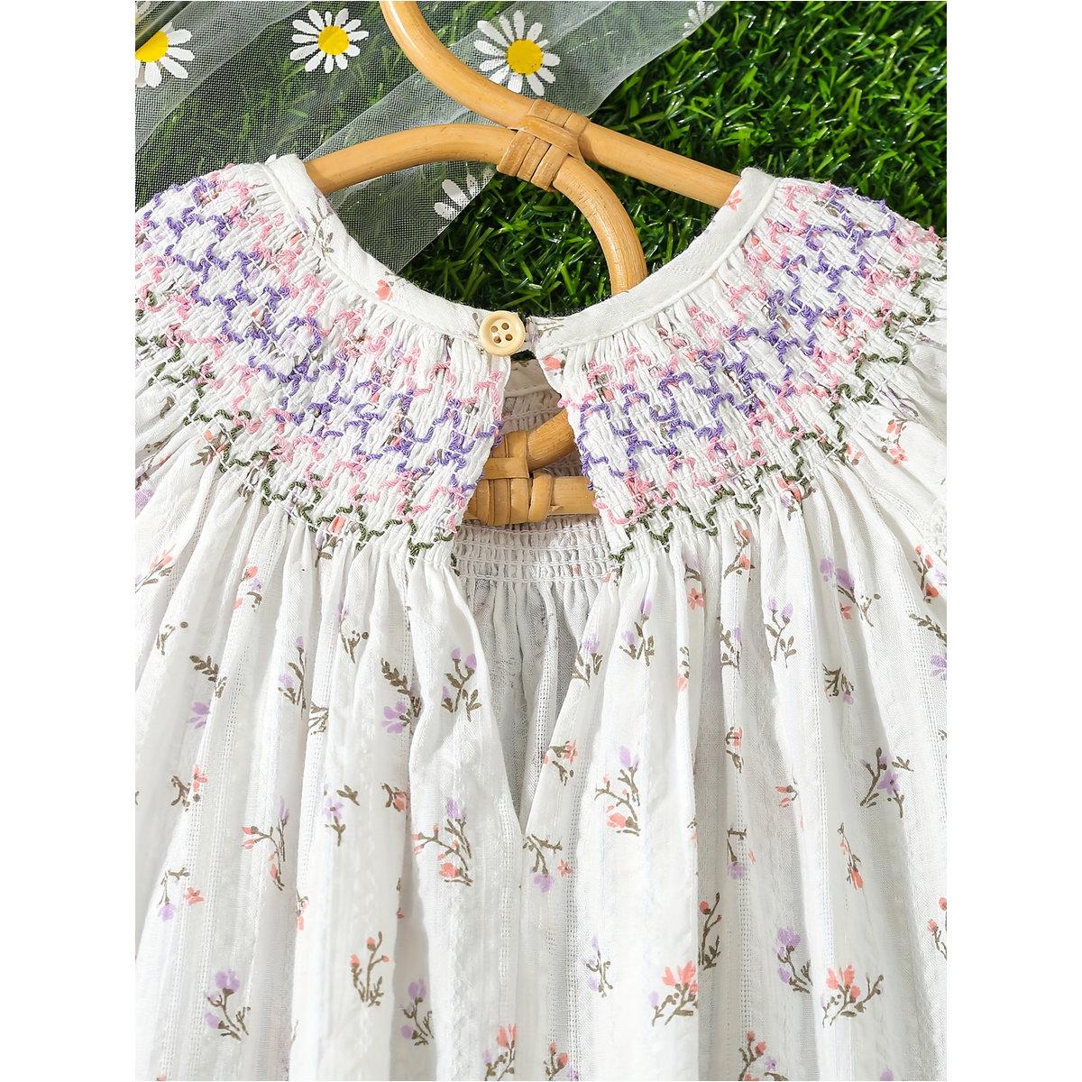 فستان بطبعة زهور وتفاصيل مُجمعة-girls-clothing-dressesandjumpsuits-image-5