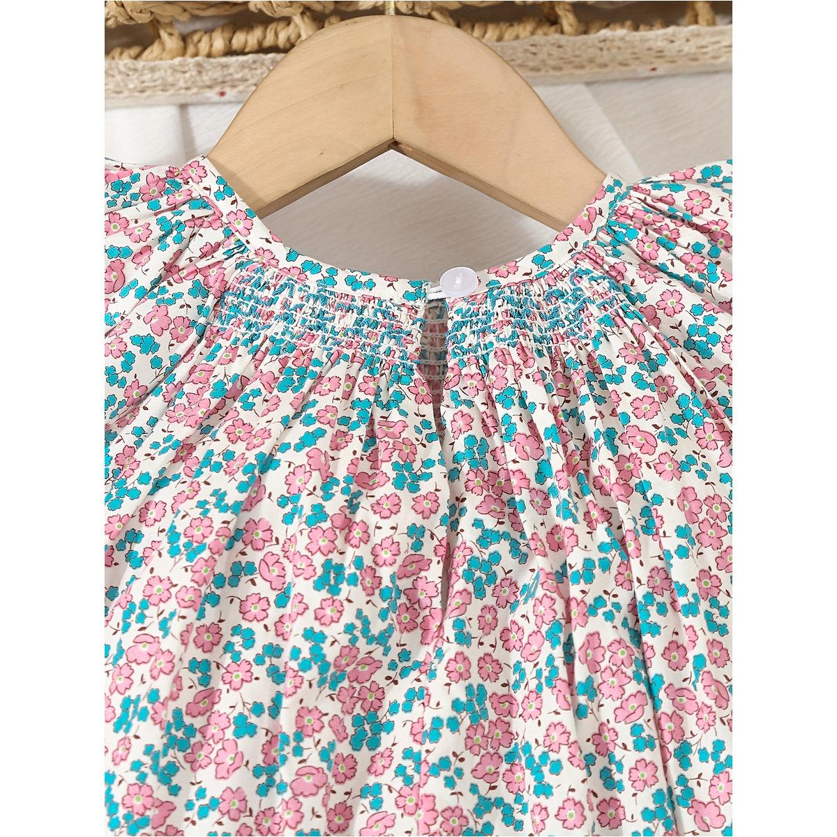 فستان بطبعة زهور مع تفاصيل مُجمعة-girls-clothing-dressesandjumpsuits-image-4