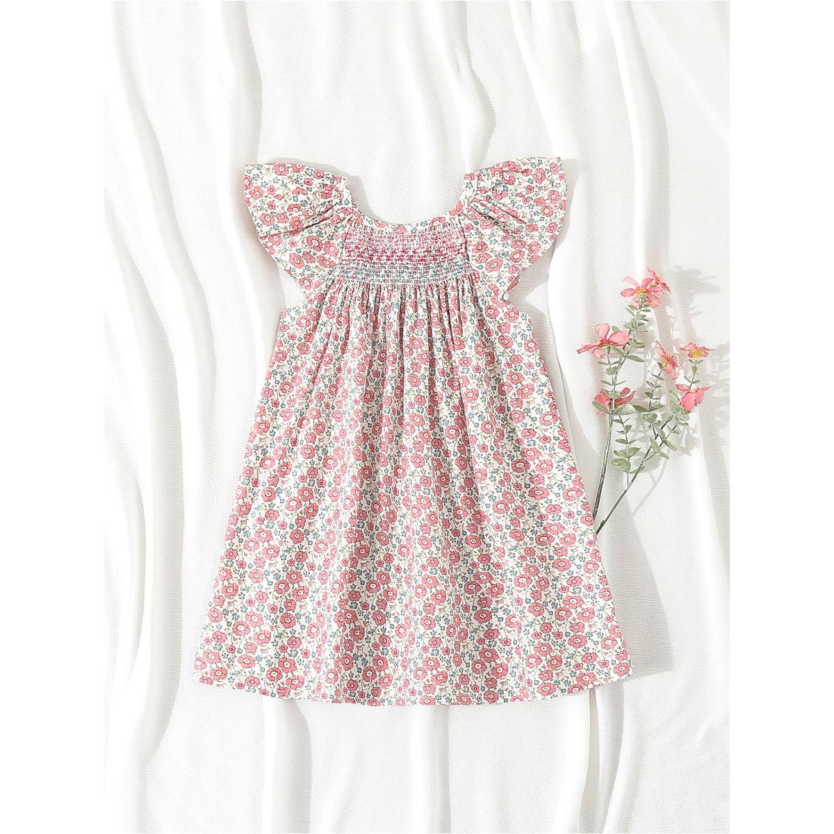 فستان بطبعة زهور مع تفاصيل مُجمعة-girls-clothing-dressesandjumpsuits-image-1