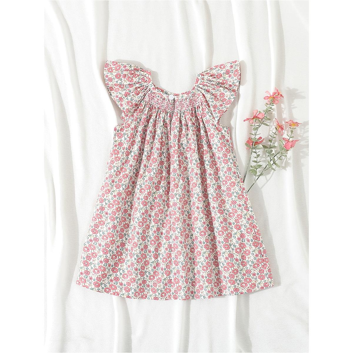 فستان بطبعة زهور مع تفاصيل مُجمعة-girls-clothing-dressesandjumpsuits-image-2