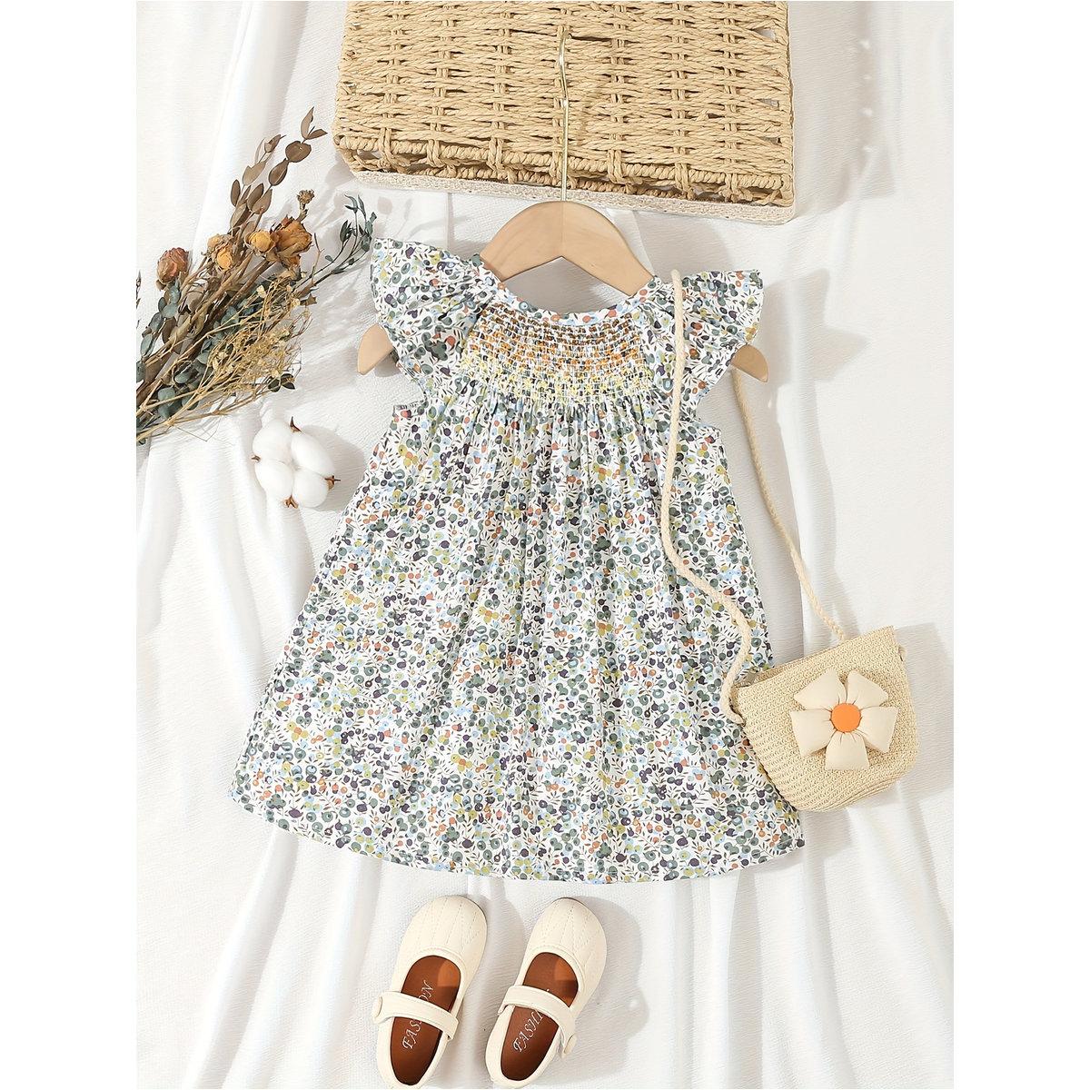 فستان بطبعة زهور مع تفاصيل مُجمعة-girls-clothing-dressesandjumpsuits-image-1