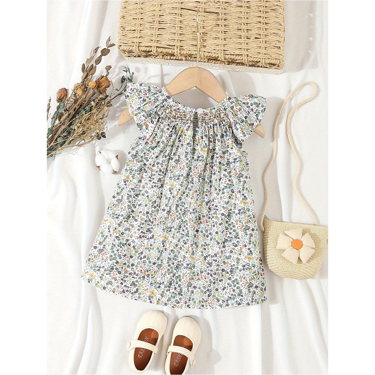 فستان بطبعة زهور مع تفاصيل مُجمعة-girls-clothing-dressesandjumpsuits-image-2