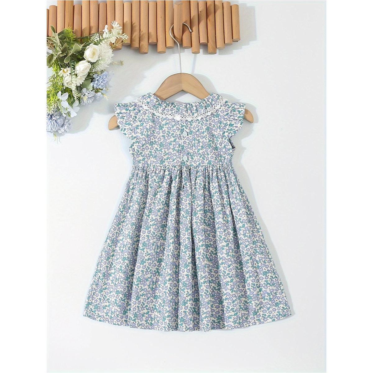 فستان بطبعة زهور وتفاصيل مُجمعة-girls-clothing-dressesandjumpsuits-image-2