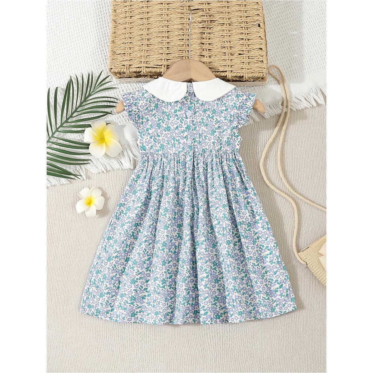 فستان بتفاصيل مُجمعة وياقة بيتر بان-girls-clothing-dressesandjumpsuits-image-2