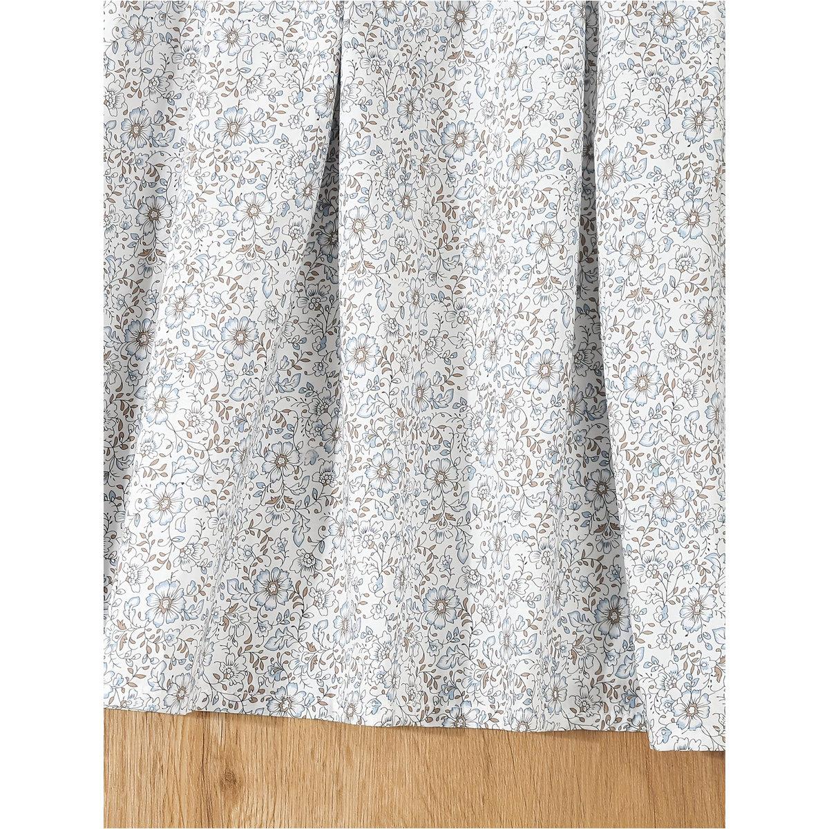 Styli Girls Blue Floral Print Cotton Smocked Detail Dress-girls-clothing-dressesandjumpsuits-image-7