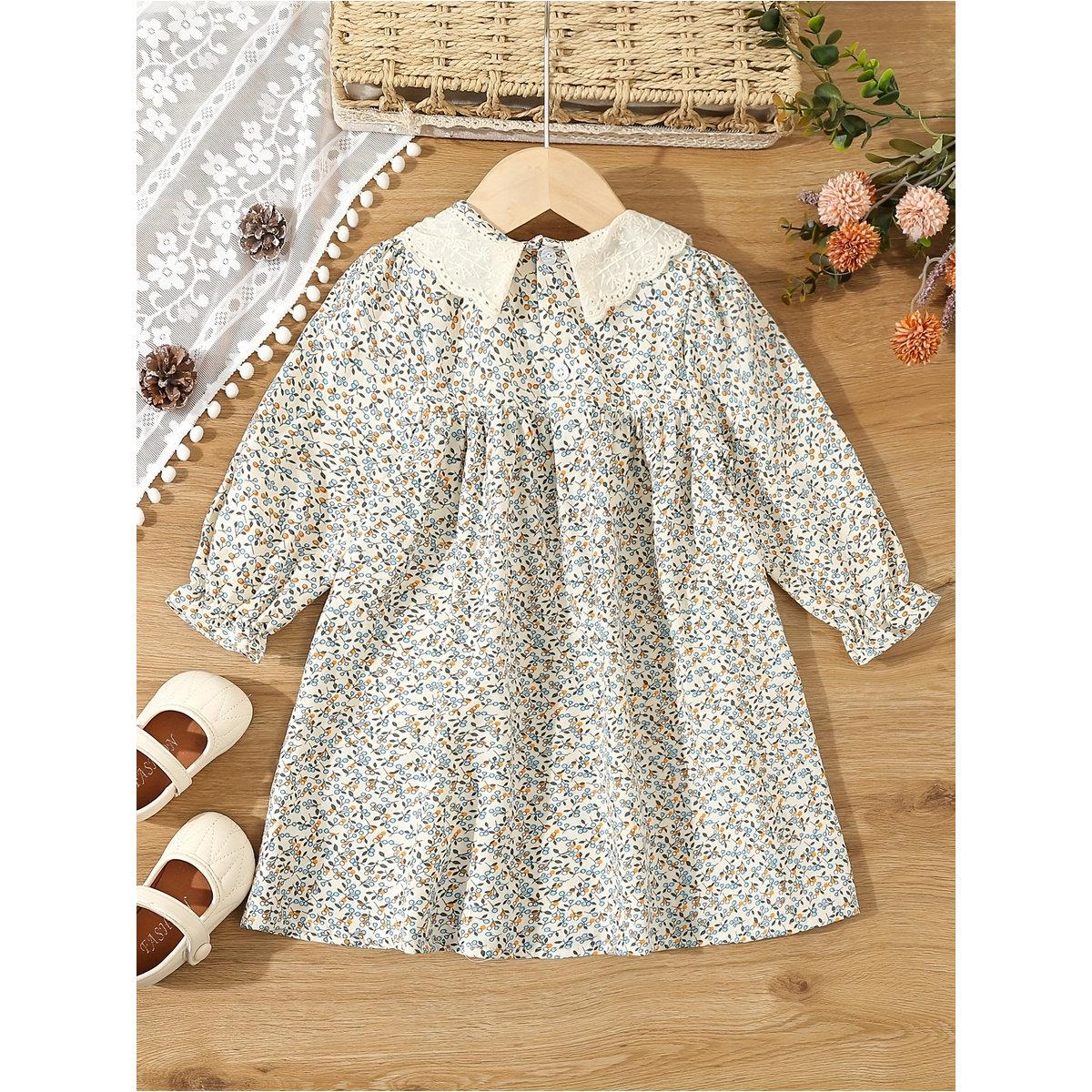 فستان بطبعة زهور وتفاصيل مُجمعة-girls-clothing-dressesandjumpsuits-image-2
