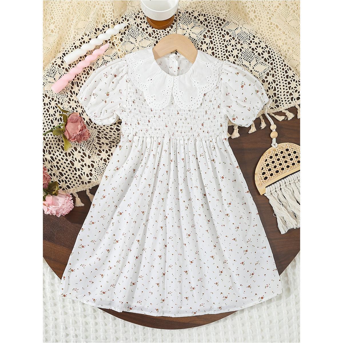 فستان بطبعة ديتسي وياقة بيتر بان-girls-clothing-dressesandjumpsuits-image-1