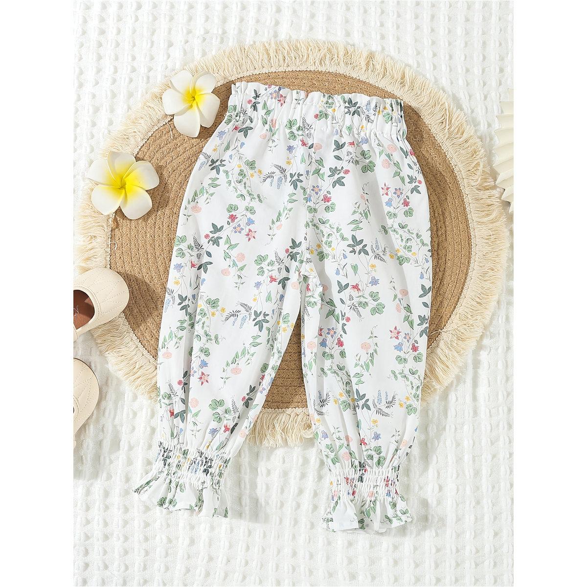 Styli Girls Cotton Floral Print Elastic Waist Pants-girls-clothing-bottoms-trousers-image-2