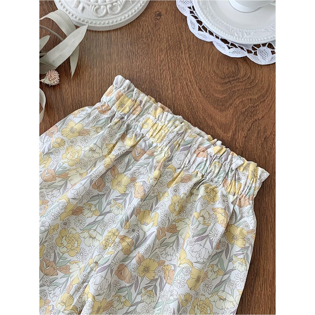 بنطال بطبعة زهور وخصر مطاطي-girls-clothing-bottoms-trousers-image-3