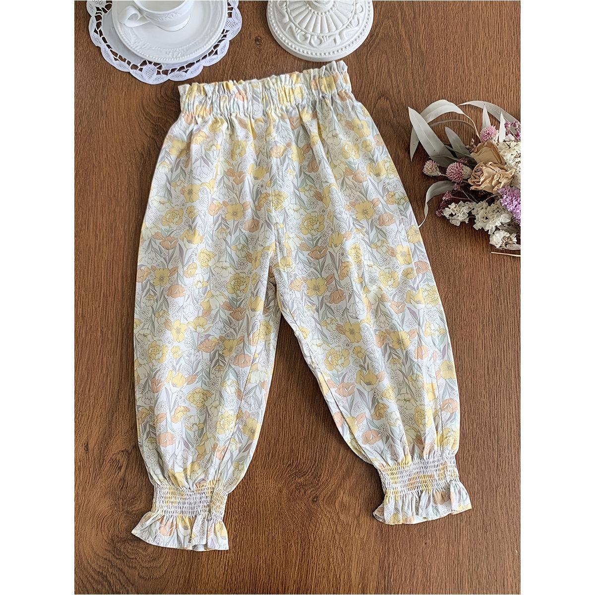 Styli Girls Cotton Floral Print Elastic Waist Pants-girls-clothing-bottoms-trousers-image-5