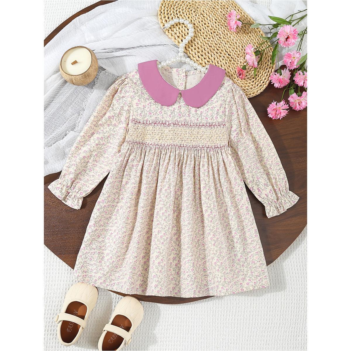 فستان بطبعة زهور بحافة واسعة-girls-clothing-dressesandjumpsuits-image-1