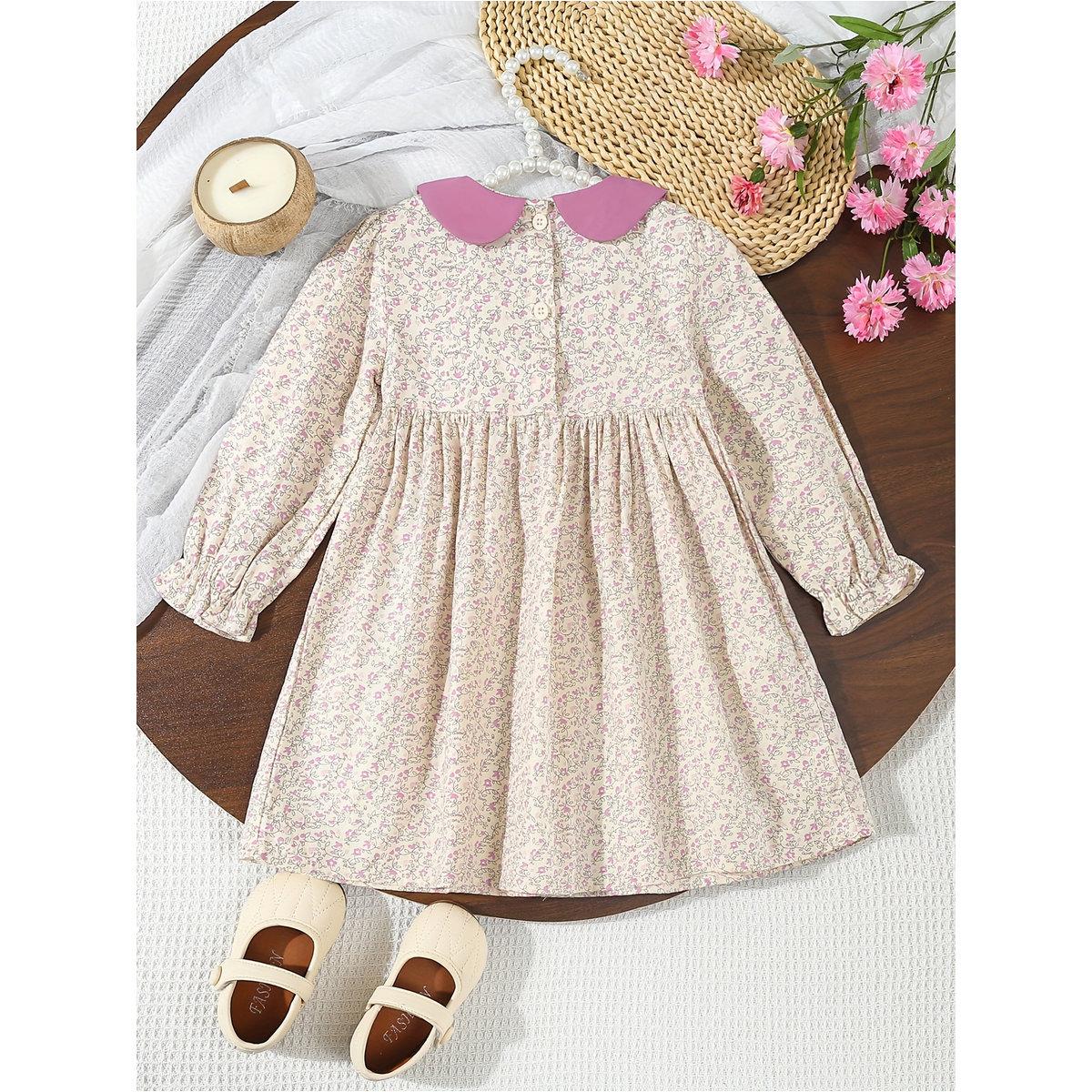 فستان بطبعة زهور بحافة واسعة-girls-clothing-dressesandjumpsuits-image-2
