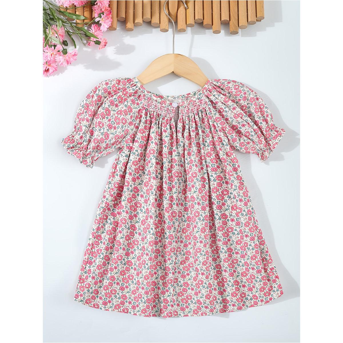 Take Two Girls Floral Smocked Dress with Puff Sleeves-girls-clothing-dressesandjumpsuits-image-2