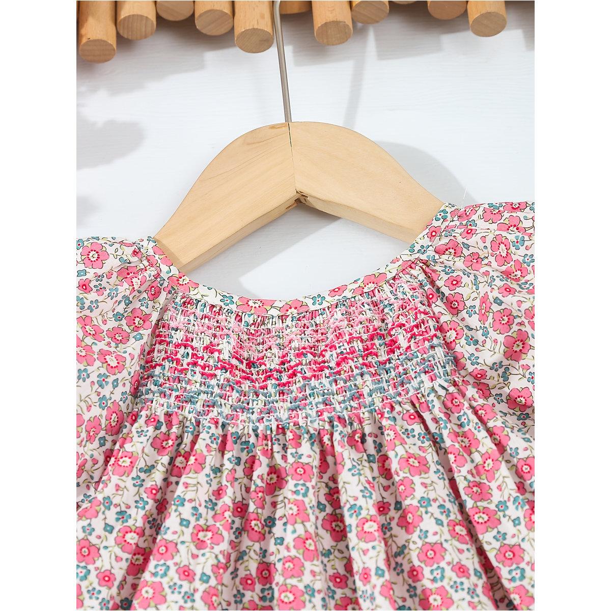 Take Two Girls Floral Smocked Dress with Puff Sleeves-girls-clothing-dressesandjumpsuits-image-3