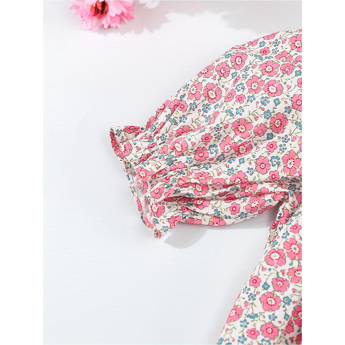 Take Two Girls Floral Smocked Dress with Puff Sleeves-girls-clothing-dressesandjumpsuits-image-7