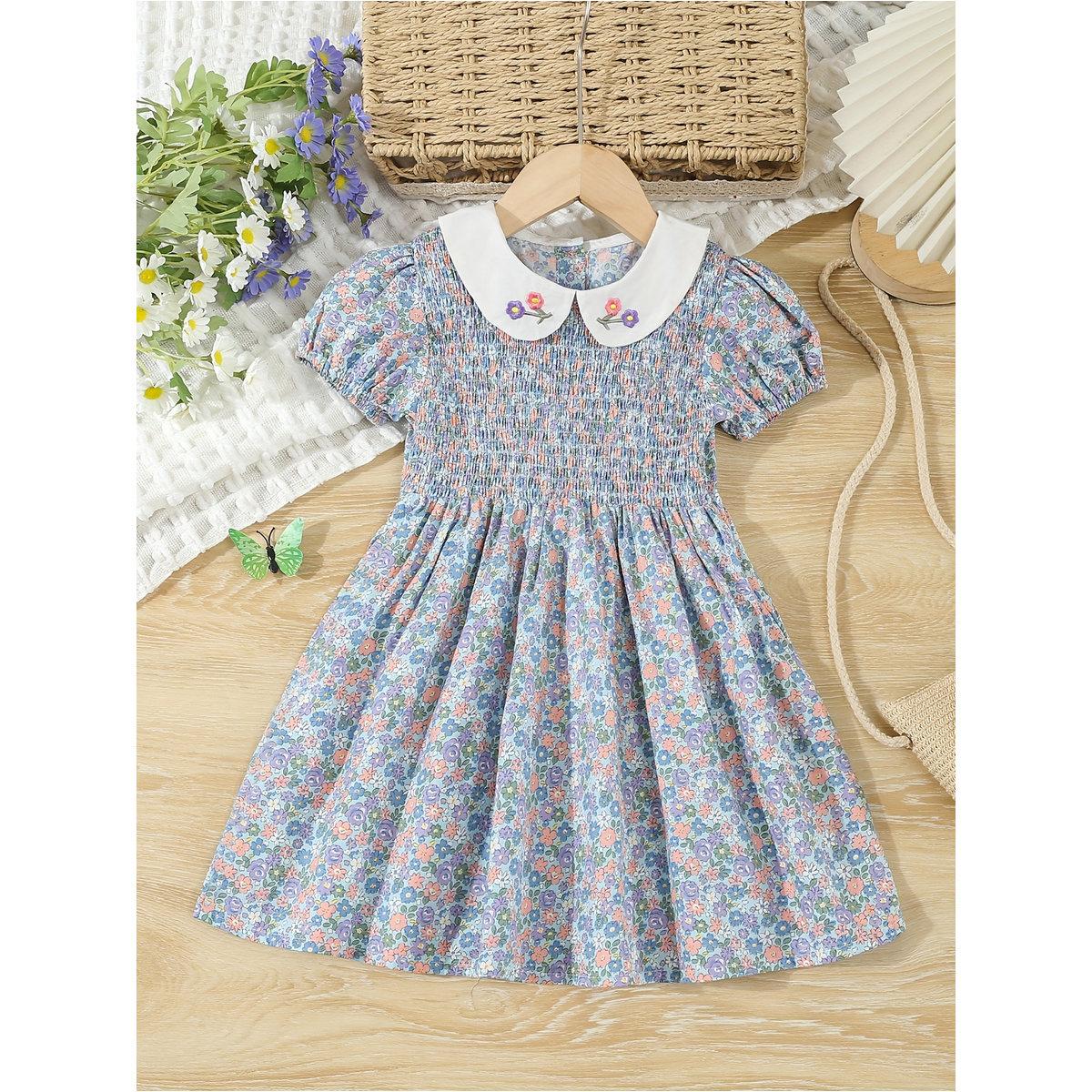 Take Two Girls Blue Floral A-Line Dress-girls-clothing-dressesandjumpsuits-image-1
