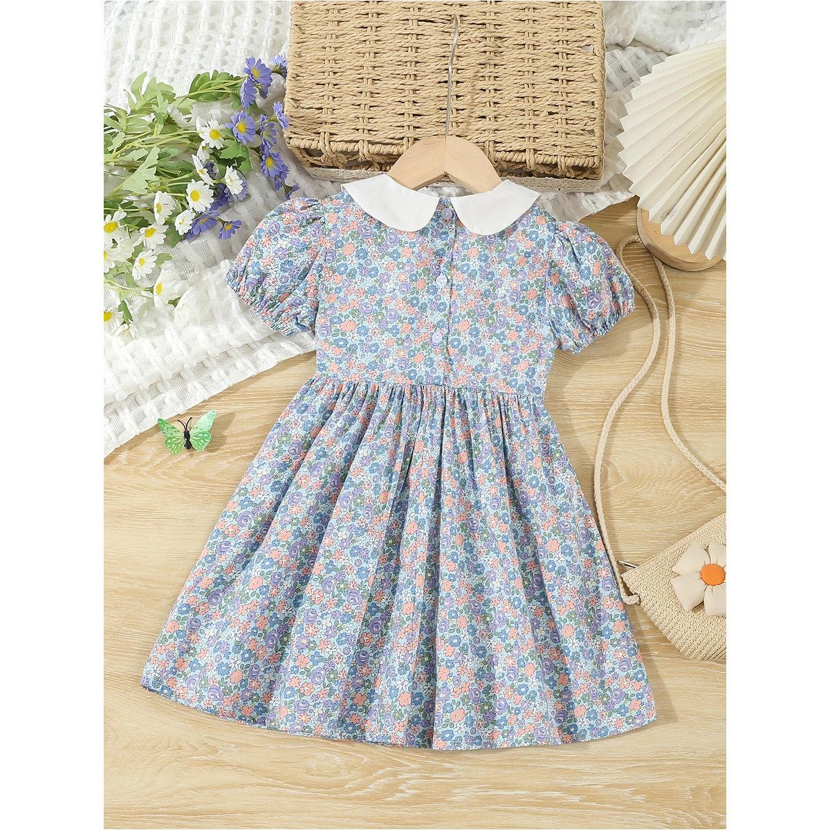 Take Two Girls Blue Floral A-Line Dress-girls-clothing-dressesandjumpsuits-image-2