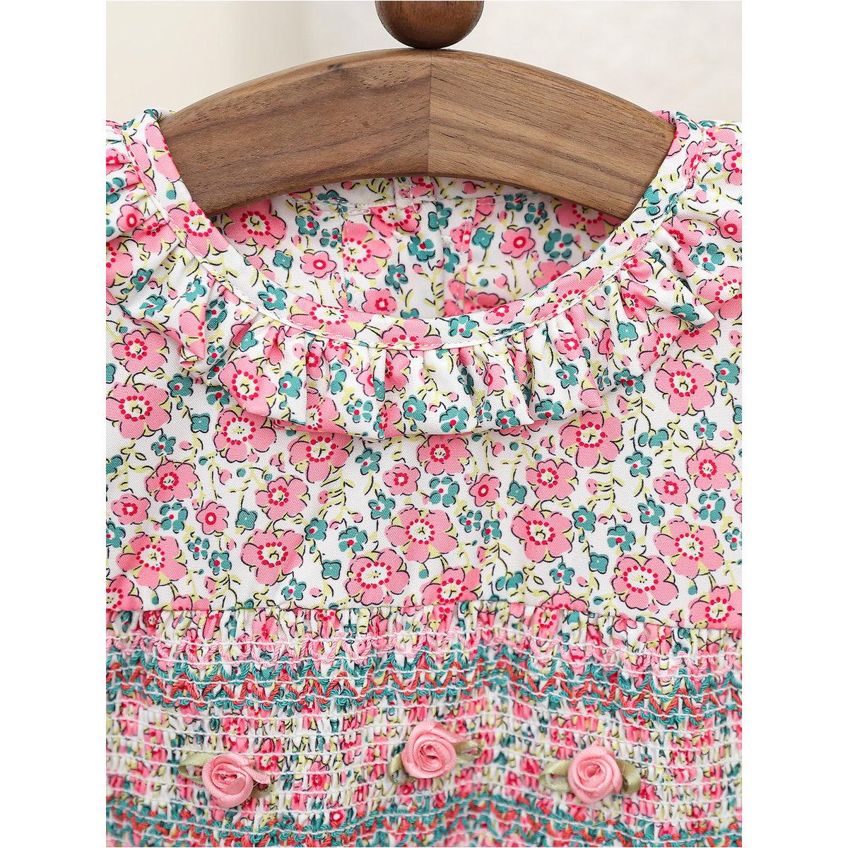فستان بطبعة زهور وتفاصيل كشكش-girls-clothing-dressesandjumpsuits-image-6