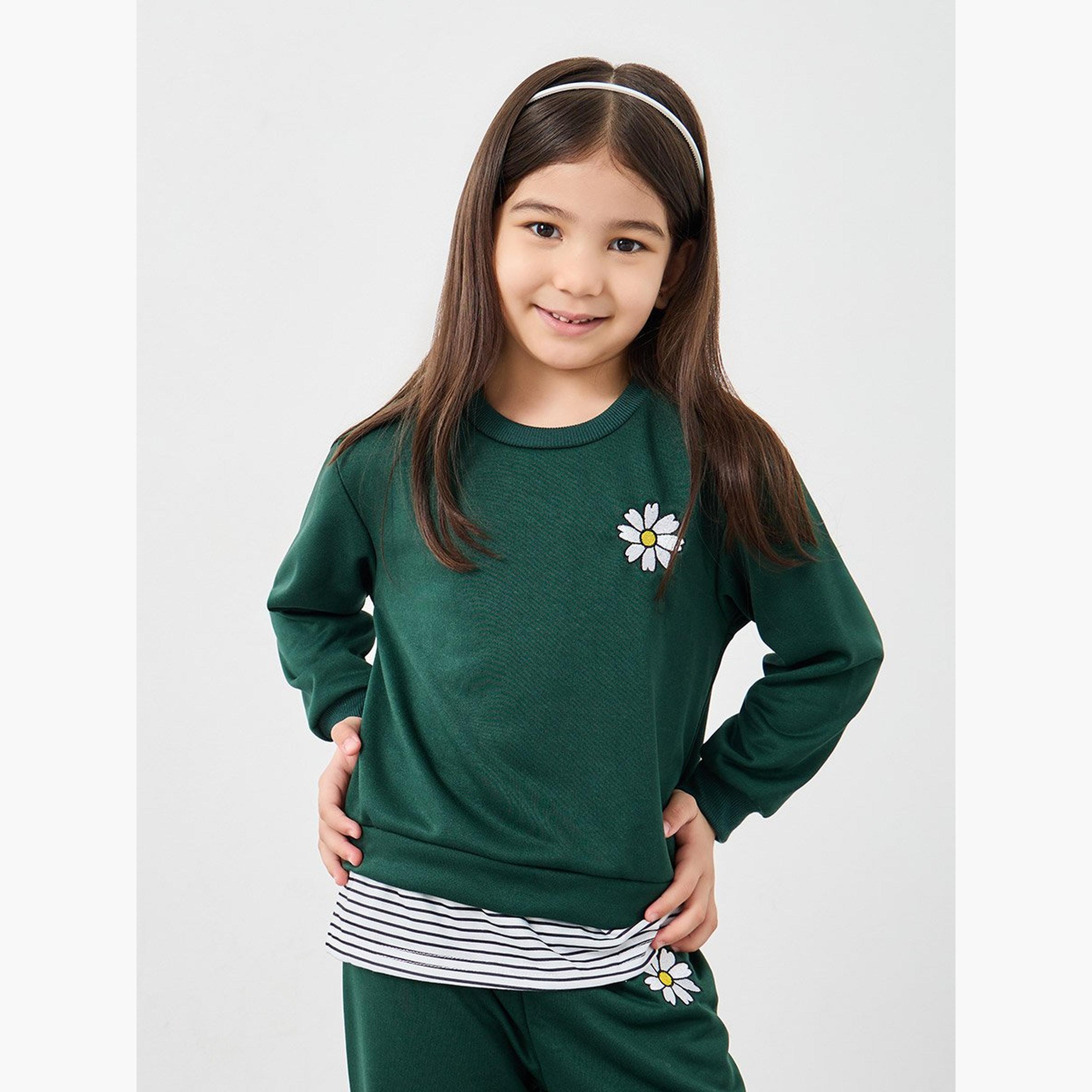 حزمة ستيلي من 3 - سترة بنقشة ديزي، بنطلون رياضي وقبعة صوفية-girls-clothing-setsandcoords-image-3