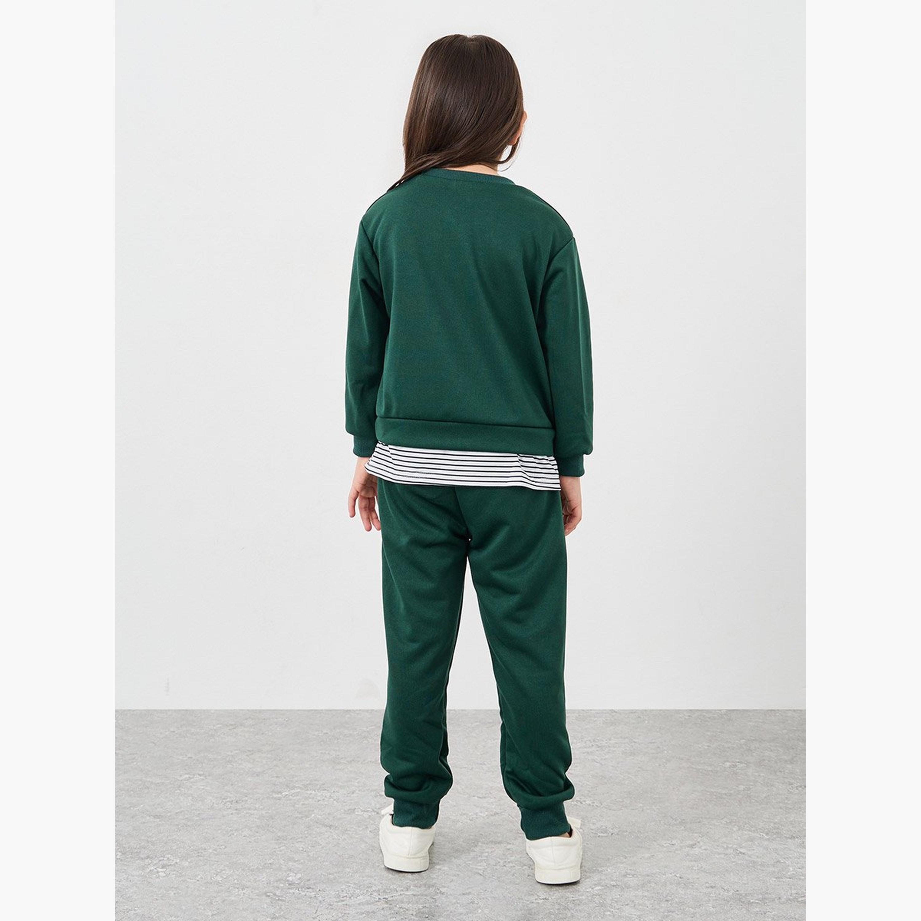 حزمة ستيلي من 3 - سترة بنقشة ديزي، بنطلون رياضي وقبعة صوفية-girls-clothing-setsandcoords-image-5
