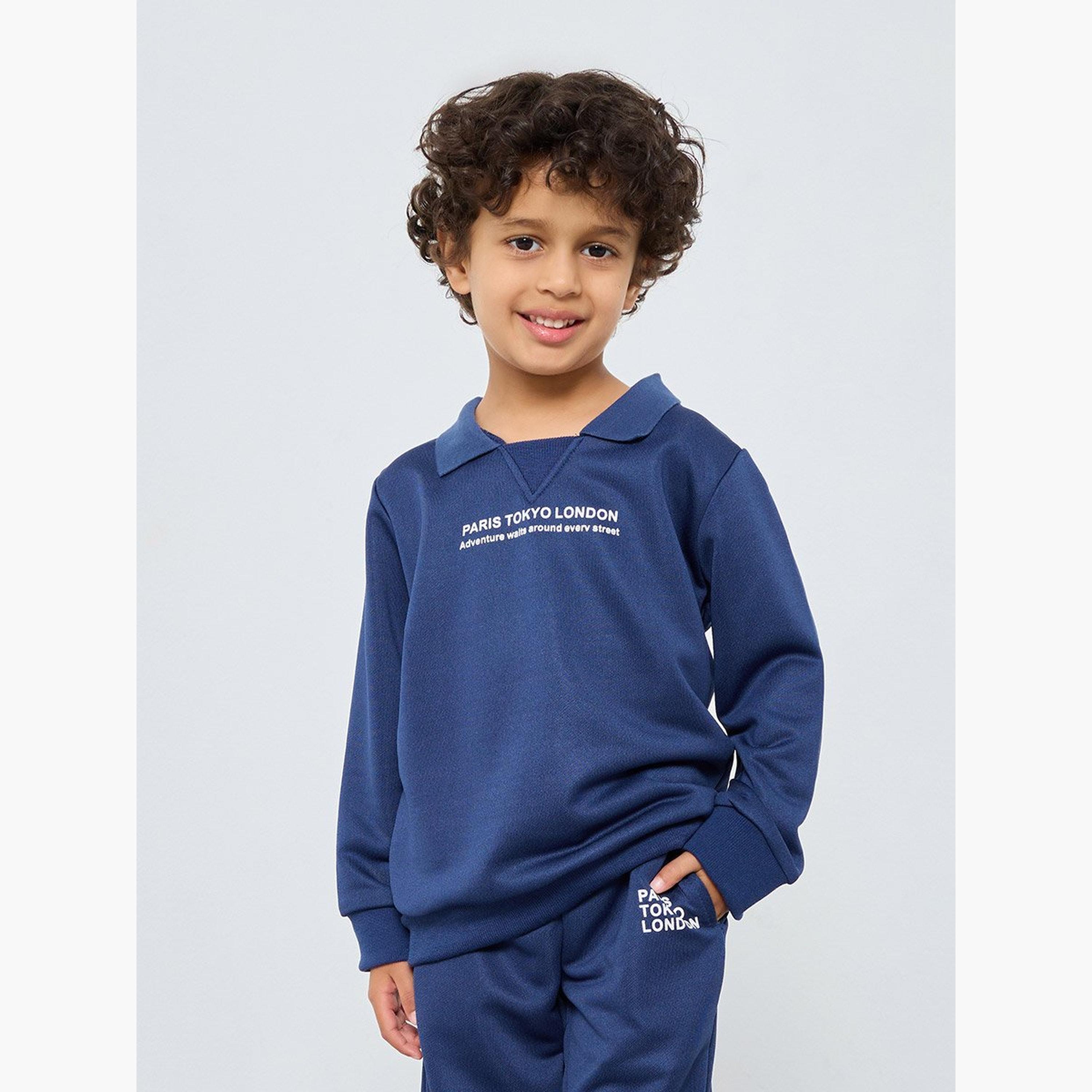 طقم منسق من بنطال جوغر وسويت شيرت بطبعة كتابة-boys-clothing-setsandcoords-image-2