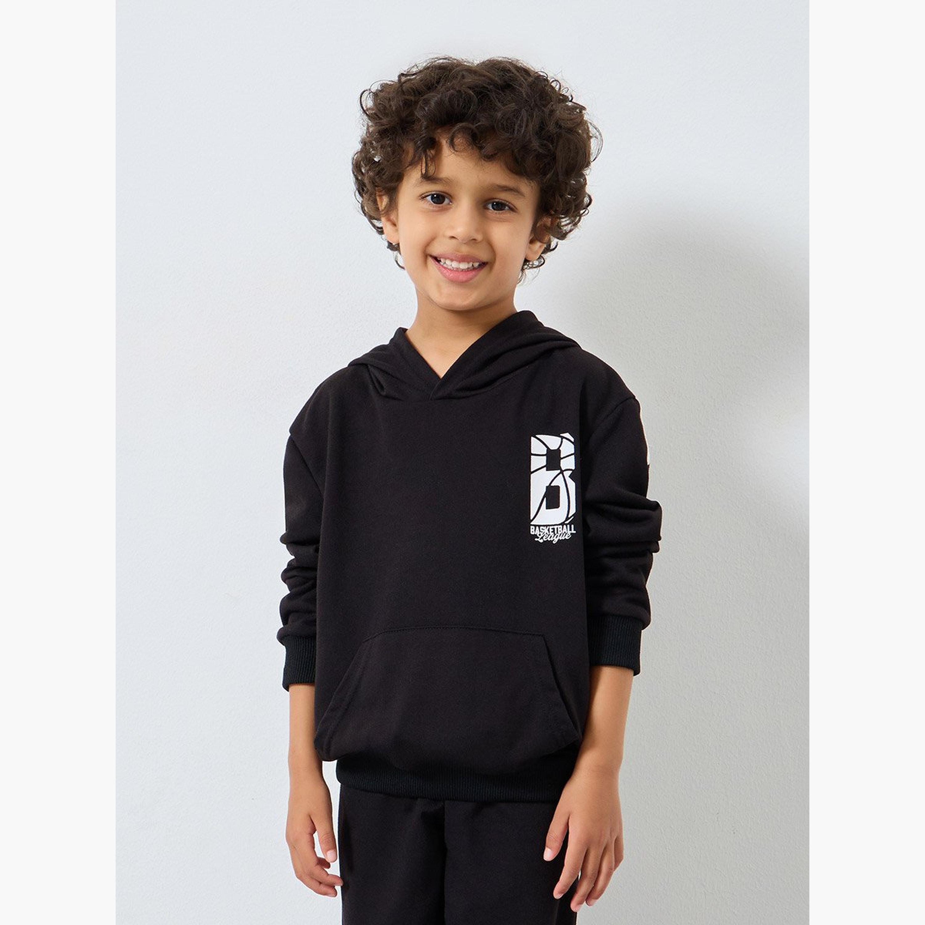 ستايلي - طقم هودي وبنطال رياضي أسود للأولاد-boys-clothing-setsandcoords-image-2