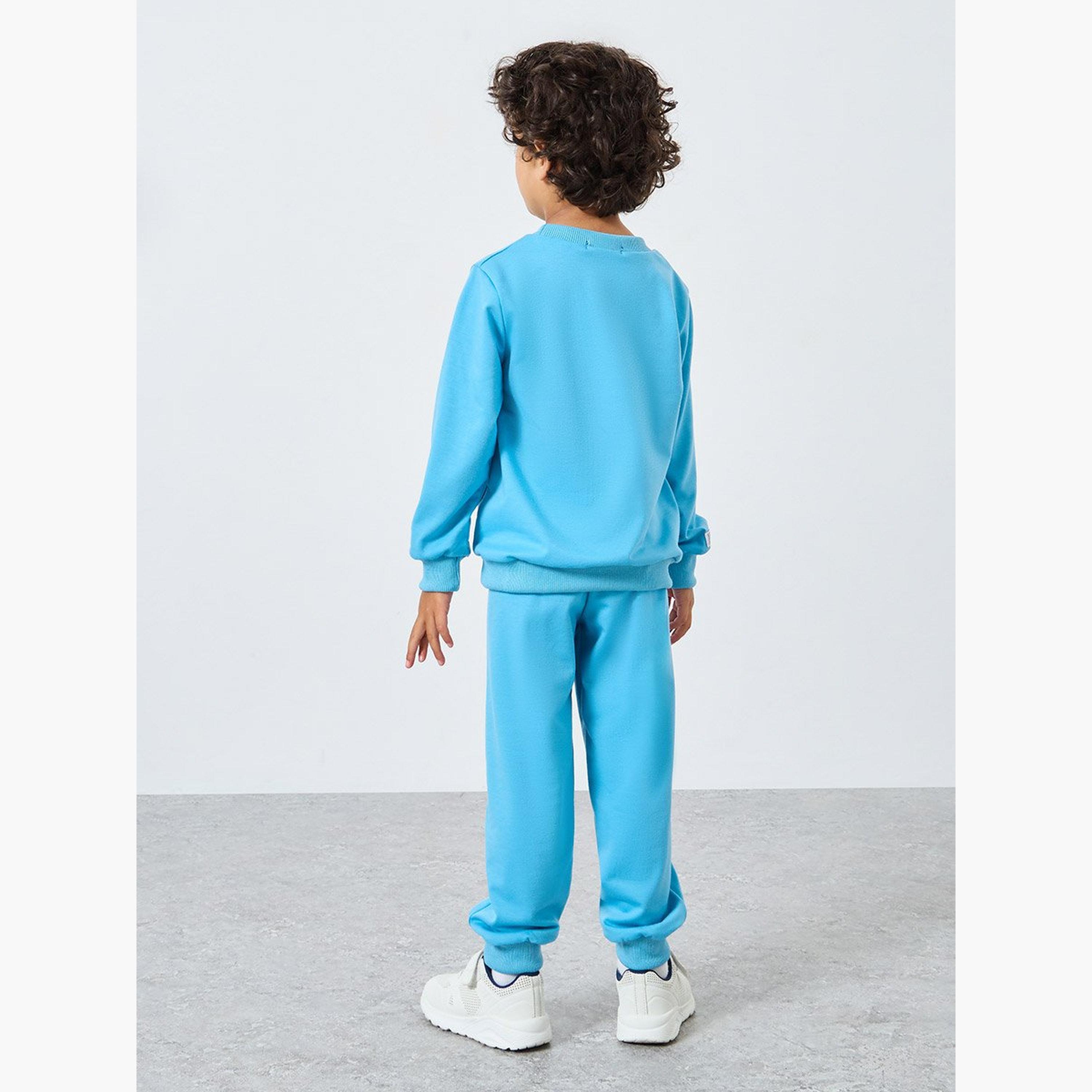 Styli Blue Graphic Print Sweatshirt and Joggers Set-boys-clothing-setsandcoords-image-4