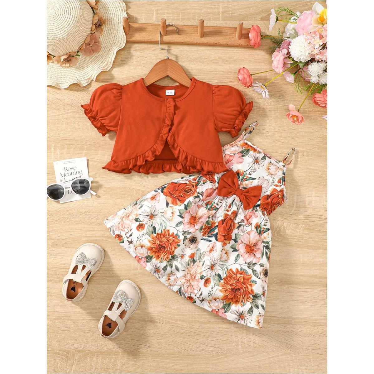 مجموعة من فستان كامي بطبعة زهور مع بوليرو-girls-clothing-setsandcoords-image-1