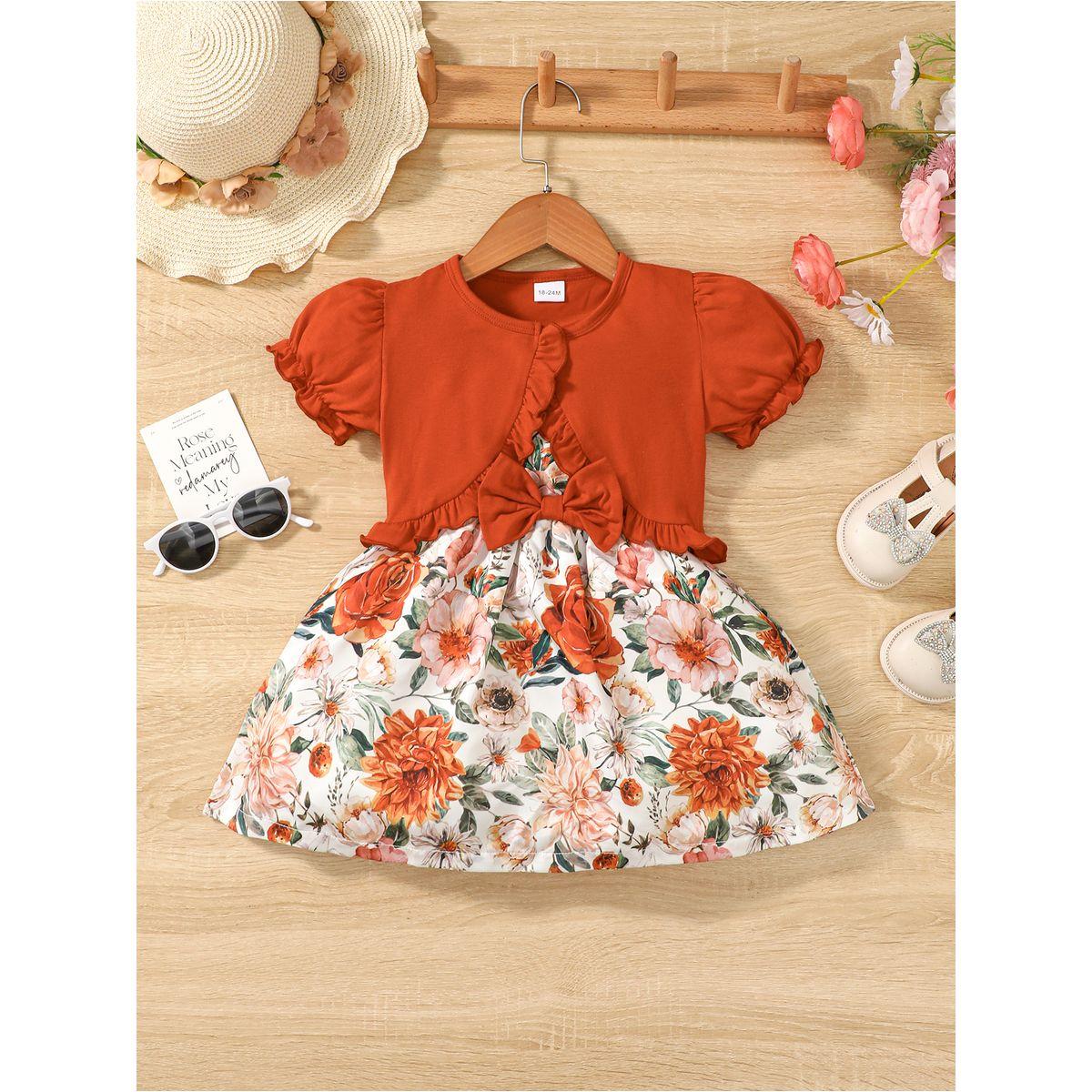 مجموعة من فستان كامي بطبعة زهور مع بوليرو-girls-clothing-setsandcoords-image-9