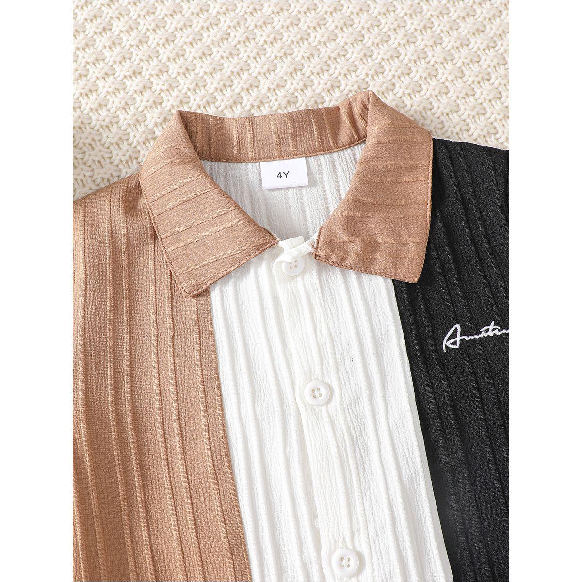 مجموعة من شورت وقميص بنمط كتل الالوان-boys-clothing-setsandcoords-image-2