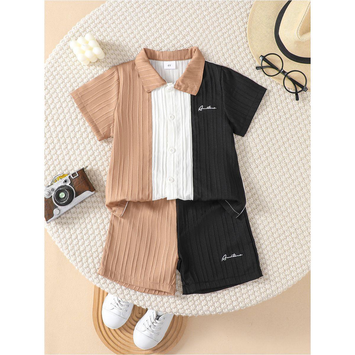 مجموعة من شورت وقميص بنمط كتل الالوان-boys-clothing-setsandcoords-image-6