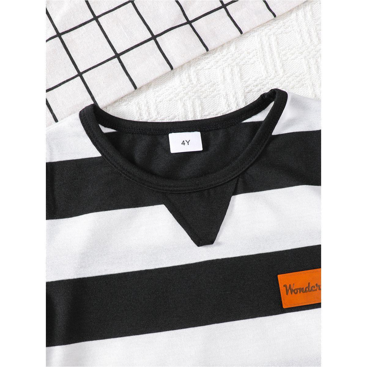 Styli Boys Striped Round Neck T-Shirt and Pants Set-boys-clothing-setsandcoords-image-2