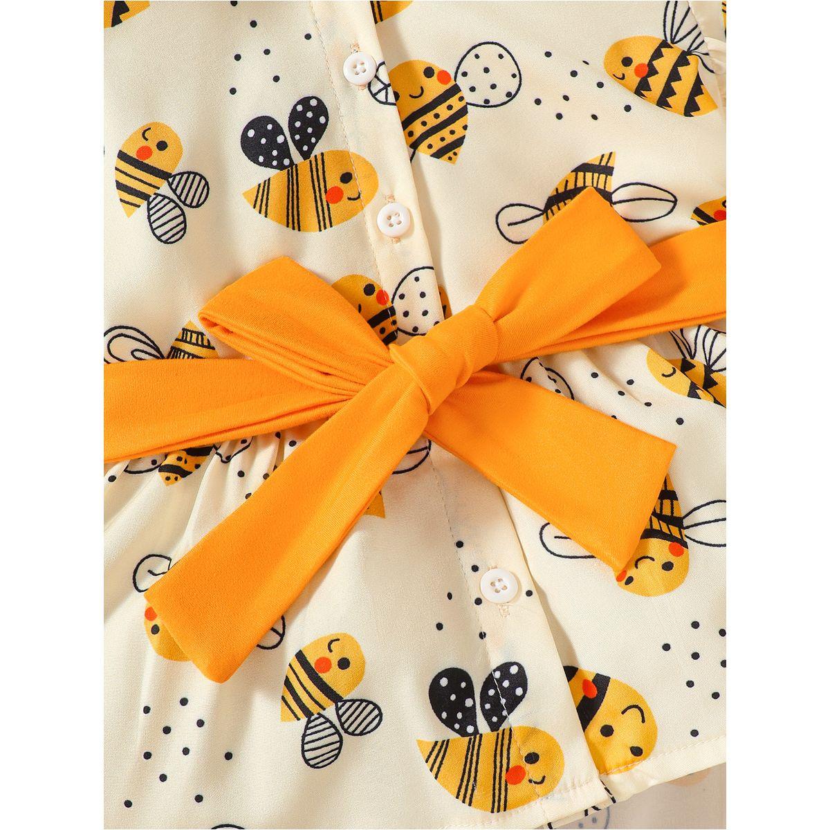 Styli Girls Bee Print Bow Decor Top and Leggings Set-girls-clothing-setsandcoords-image-3