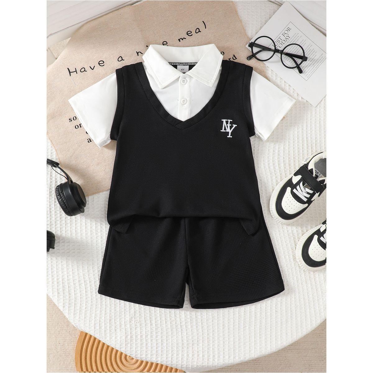 Styli Boys 2in1 Style Textured Polo T-Shirt and Shorts Set-boys-clothing-setsandcoords-image-5