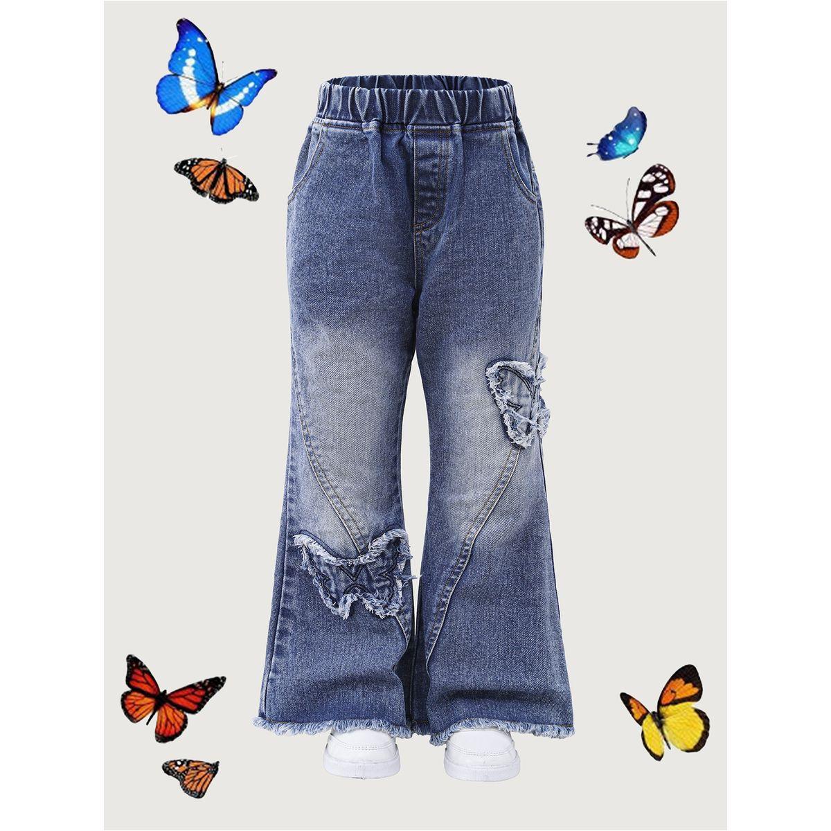 جينز واسع بتفاصيل مُرقعة وحافة خام-girls-clothing-bottoms-jeansandjeggings-image-1