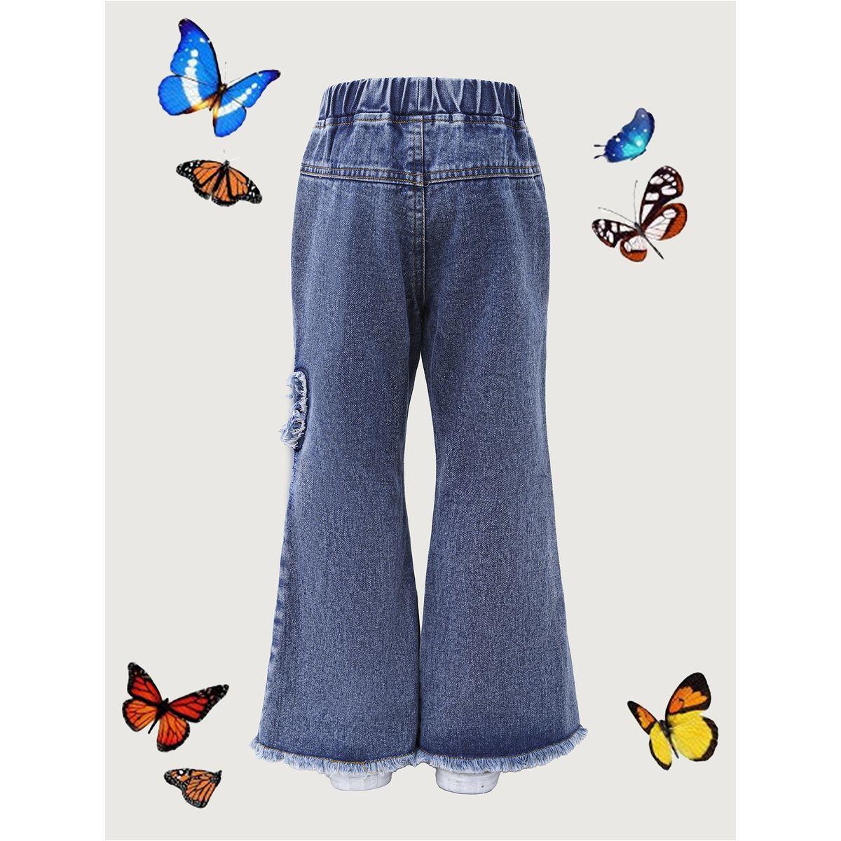 Styli Girls Elastic Waist Butterfly Patchwork Flared Jeans-girls-clothing-bottoms-jeansandjeggings-image-2
