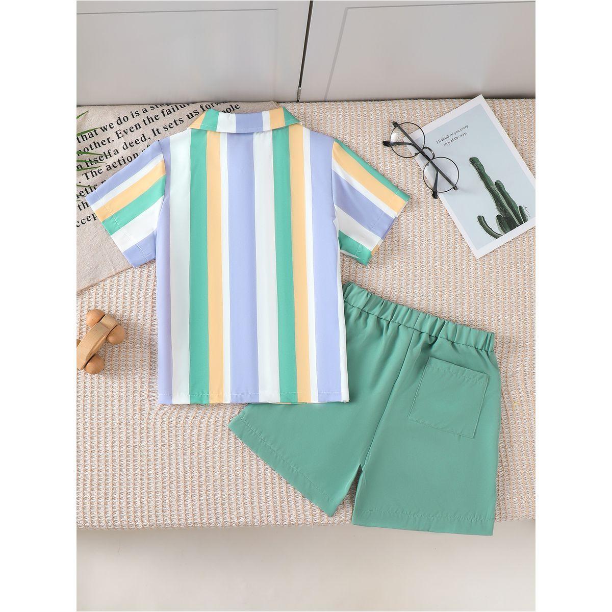 مجموعة من شورت وتيشيرت مخطط بأزرار-boys-clothing-setsandcoords-image-10