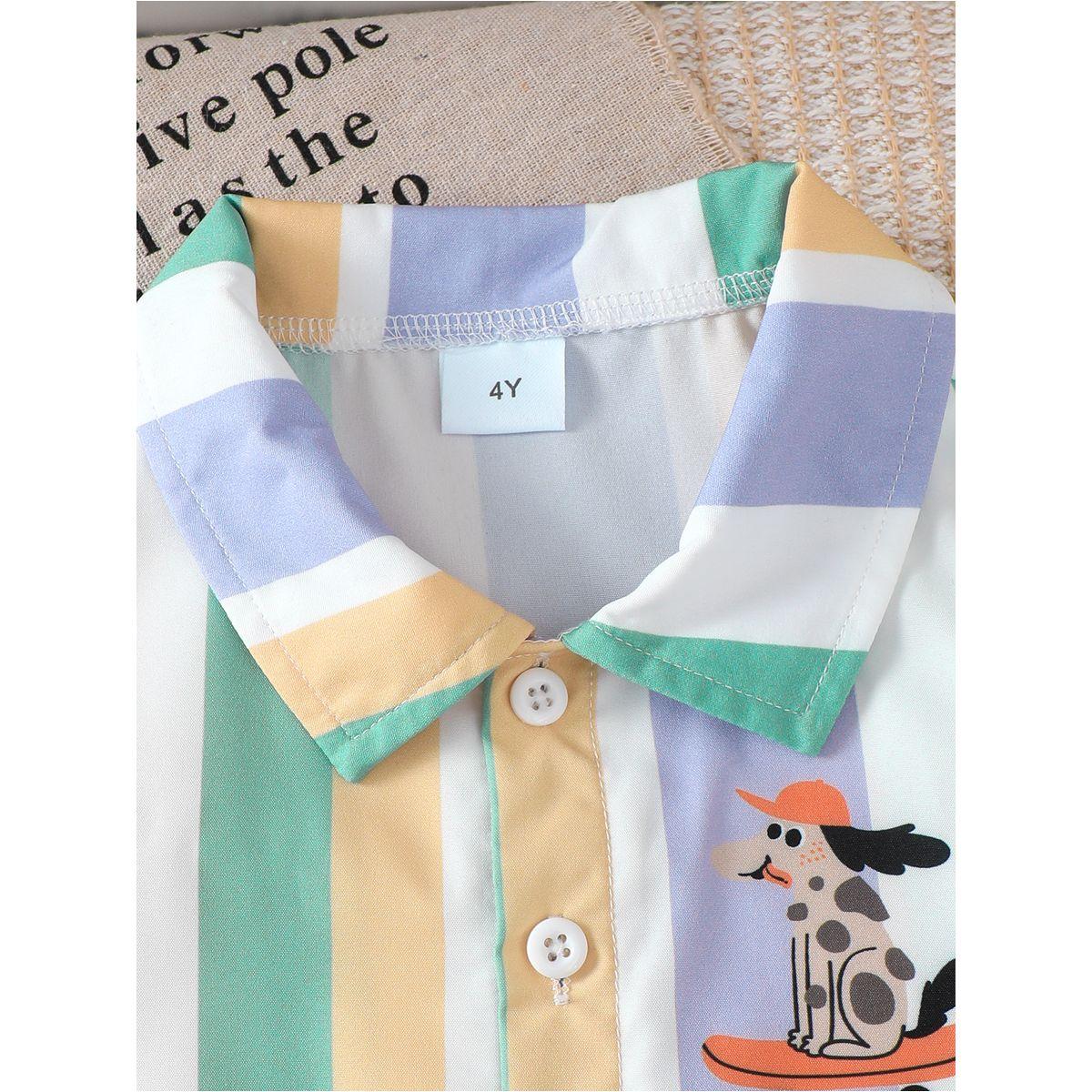 Styli Boys Striped Button Front T-Shirt and Shorts Set-boys-clothing-setsandcoords-image-4