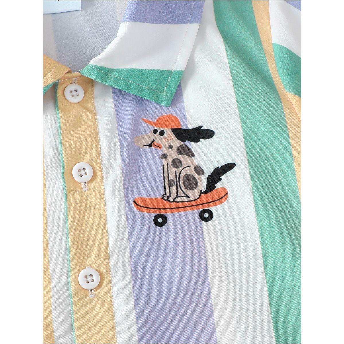 مجموعة من شورت وتيشيرت مخطط بأزرار-boys-clothing-setsandcoords-image-5