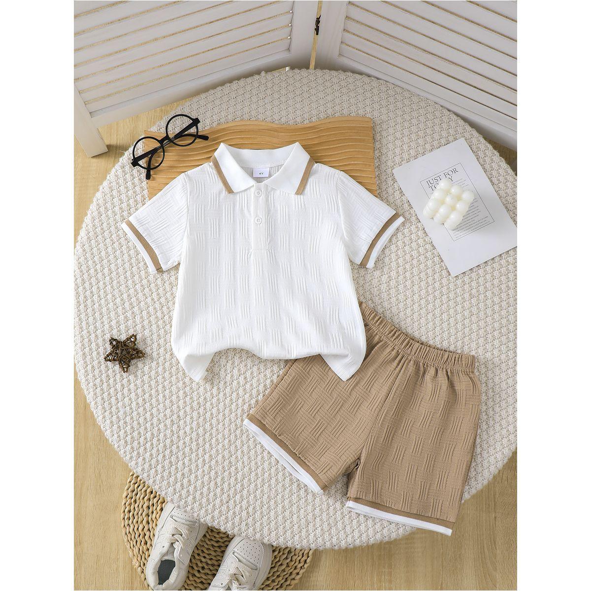 مجموعة من شورت وقميص محبوك بياقة بولو-boys-clothing-setsandcoords-image-1
