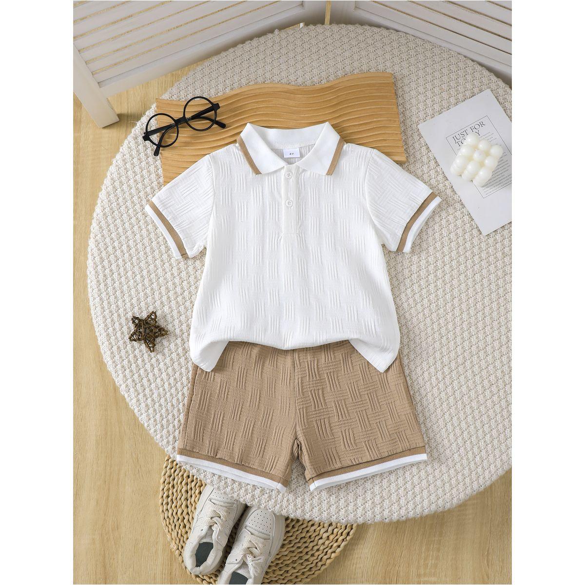 Styli Boys Solid Texture Knit Polo Shirt and Shorts Set-boys-clothing-setsandcoords-image-2
