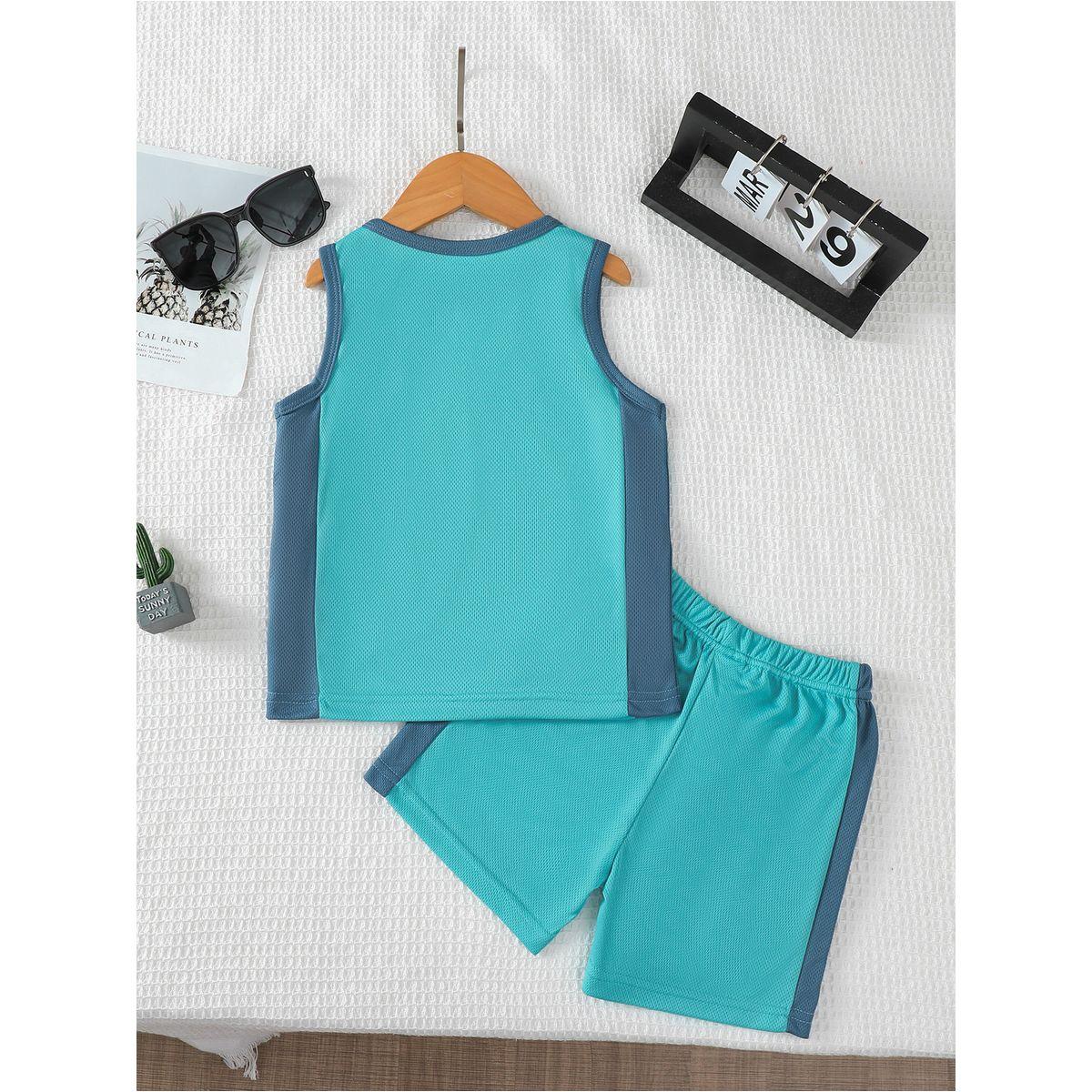مجموعة من شورت وبلوزة تانك بتفاصيل مُتباينة-boys-clothing-setsandcoords-image-9