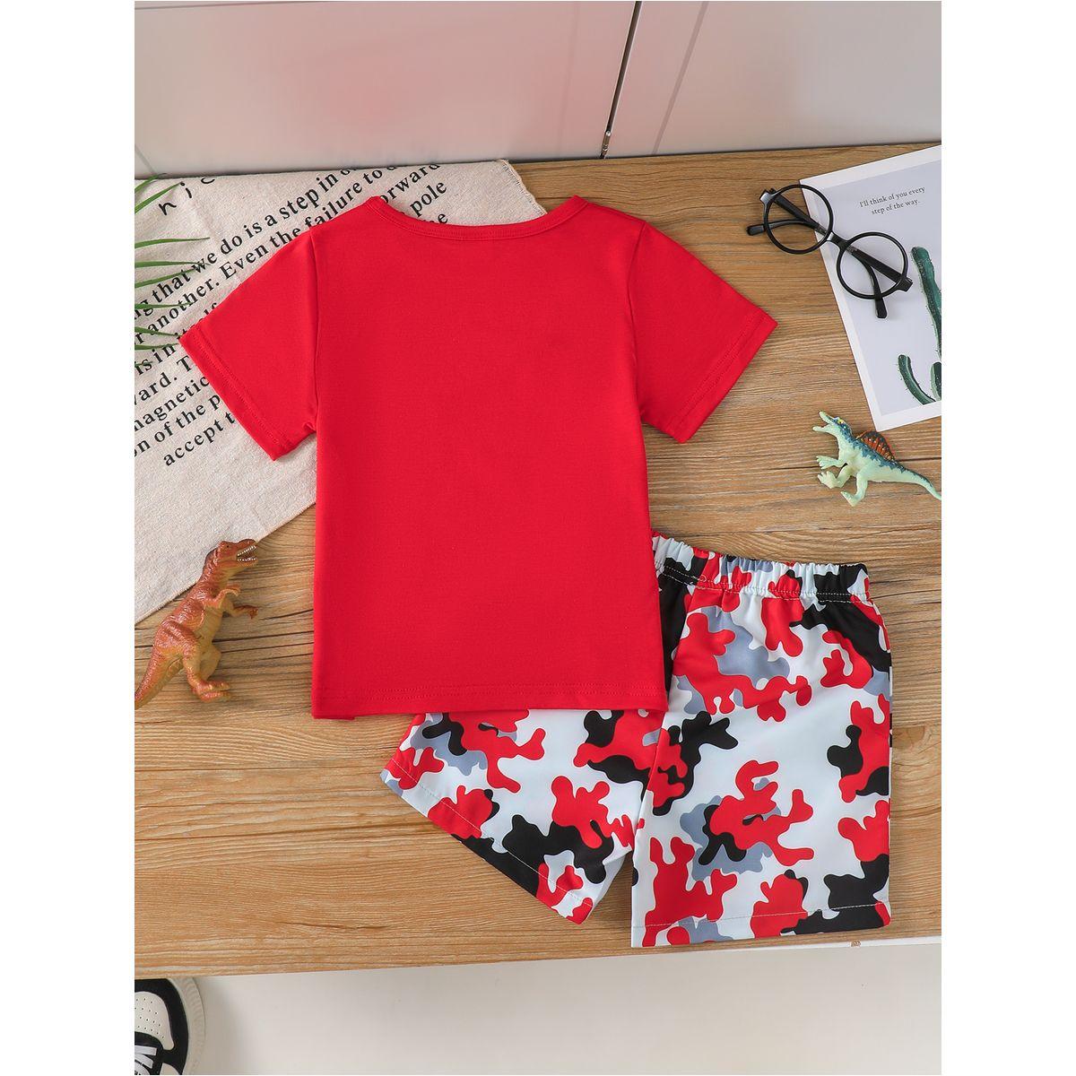 Styli Boys Red Dinosaur Graphic T-Shirt and Camo Shorts Set-boys-clothing-setsandcoords-image-7