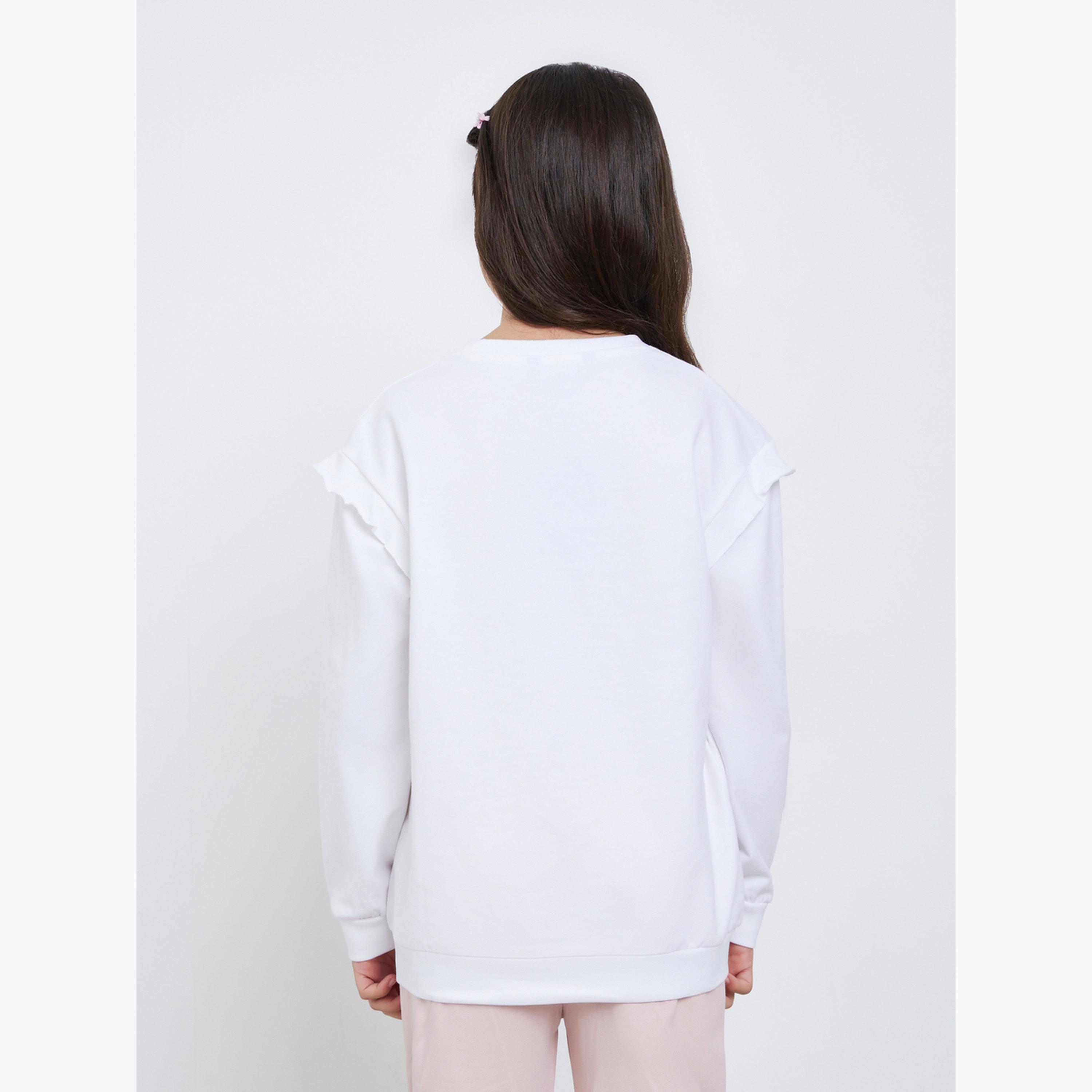 ستايلي - سويت شيرت أبيض بطبعة زهور للمراهقين-girls-clothing-winterwear-sweatshirts-image-4