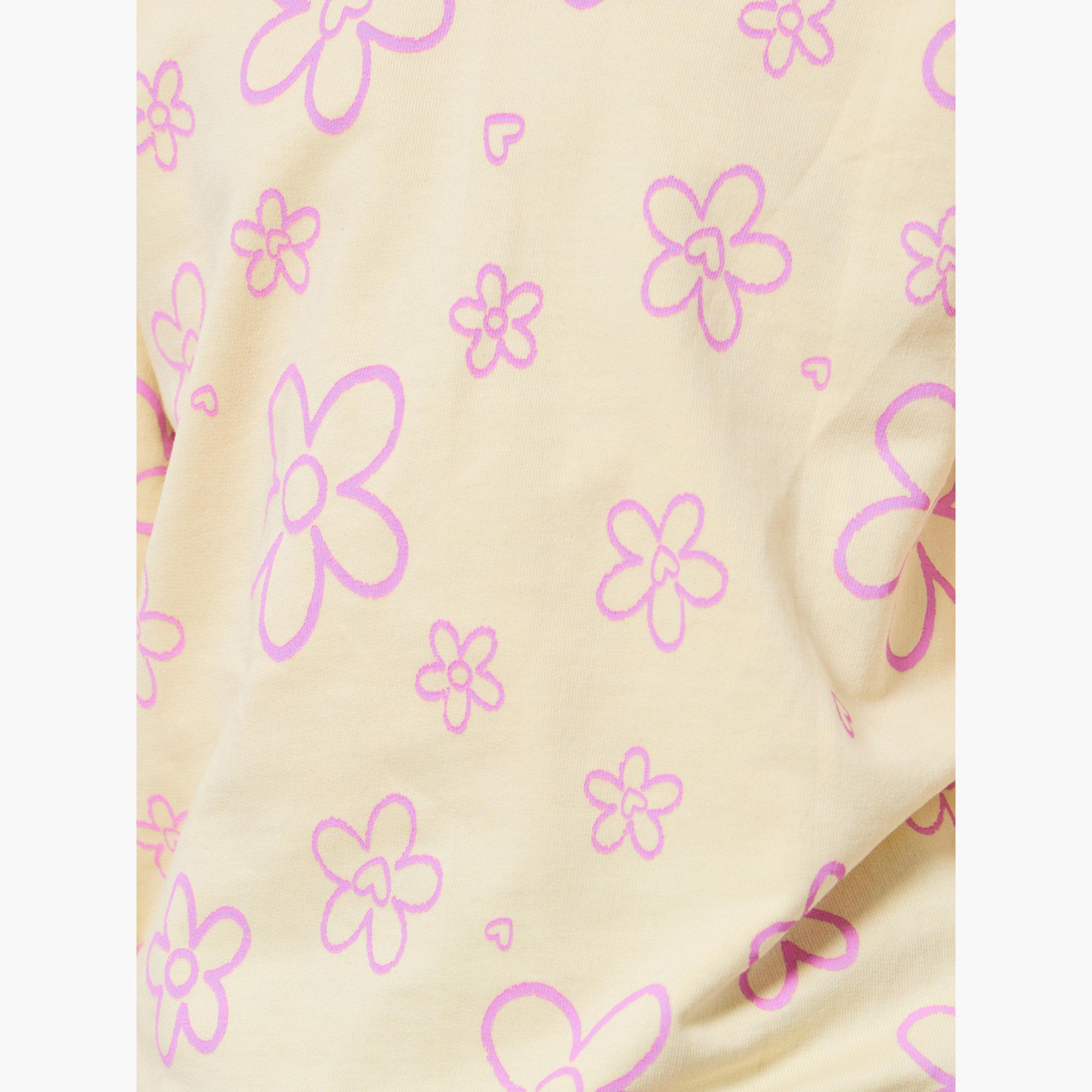 Styli Girls Cream Floral Print Sweatshirt-girls-clothing-sweatshirts-image-4