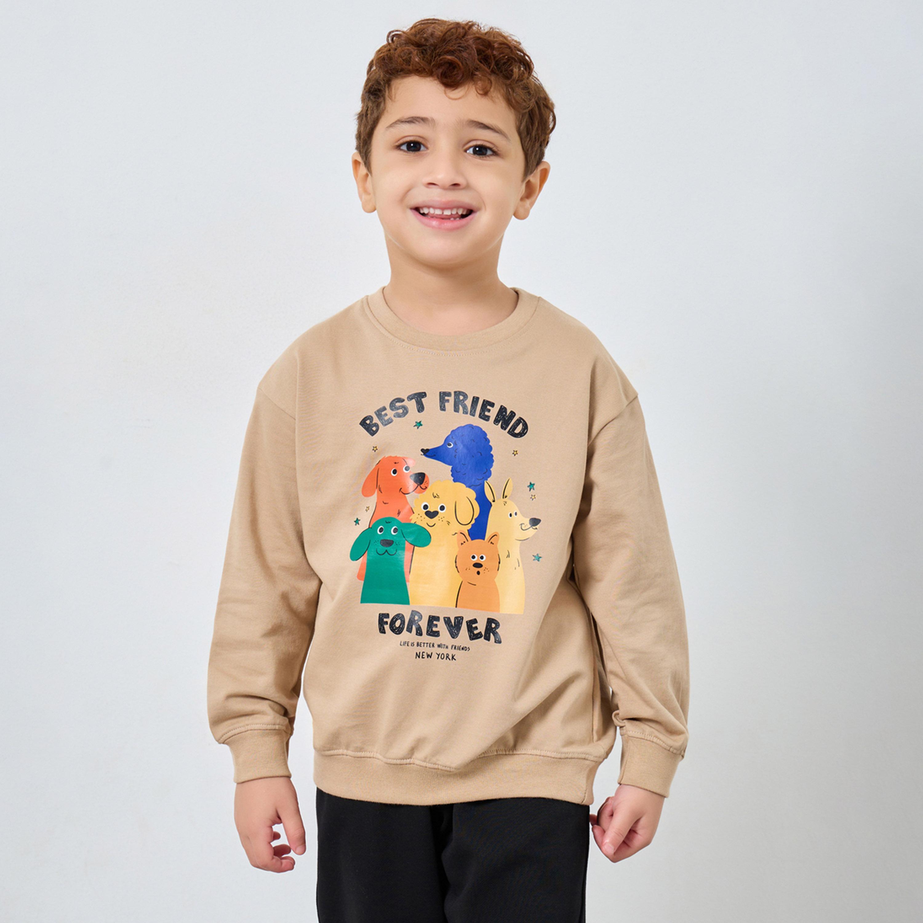Styli New York Graphic Print Round Neck Long Sleeves Boy's Sweatshirt-boys-clothing-winterwear-sweatshirts-image-1